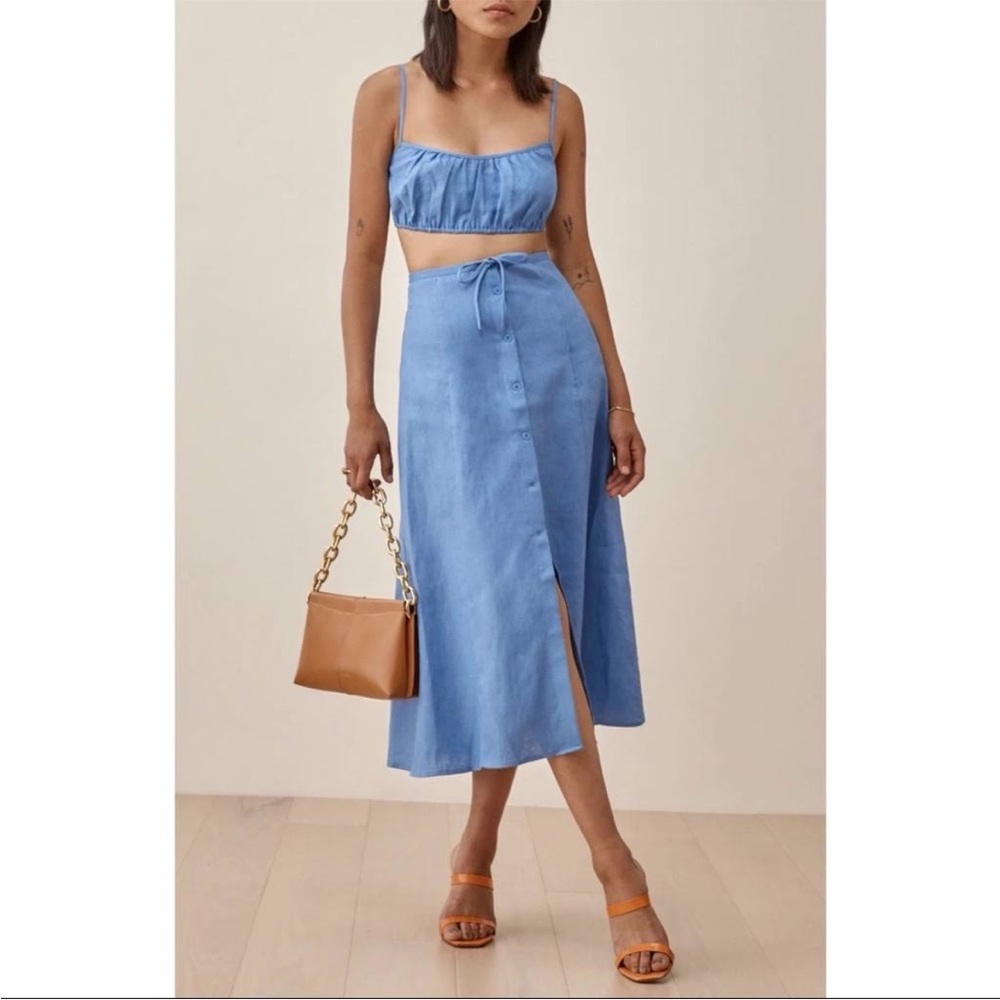 NEW Reformation Kamren 2 Piece Linen Skirt Set Size 6